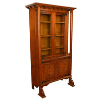 Antique Liberty & Co. Arts and Crafts Oak Mission Bookcase Display Cabinet 1905