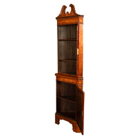 Antique Edwardian Regency Revival Inlaid Marquetry Mahogany Corner Cabinet 1890
