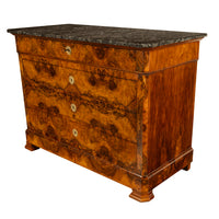 Antique French Walnut & Marble Louis-Philippe Walnut Commode Chest Drawers 1840