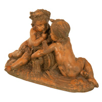Antique 19thC French Naturalism Terracotta Sculpture "La Source" Putti Sculpture by Albert-Ernest Carrier-Belleuse,1864