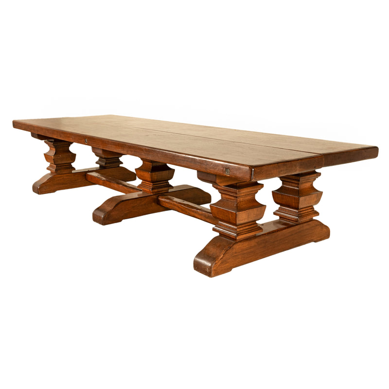 Antique 19th Century Monumental Italian Walnut Refectory Dining Table Circa 1820, Seats 16+