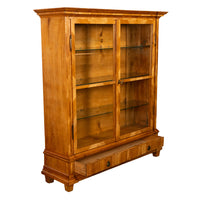 Antique Austrian Cherry Wood Biedermeier Display Library Cabinet Bookcase 1840
