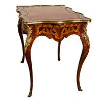 Antique French Louis XV Ormolu Rosewood Marquetry Partner's Writing Table Desk 1860