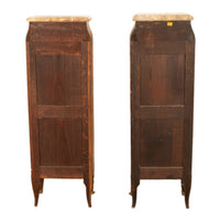 Antique Pair French Louis XV Chiffonier Marble & Kingwood Tall Lingerie Chests Circa 1880