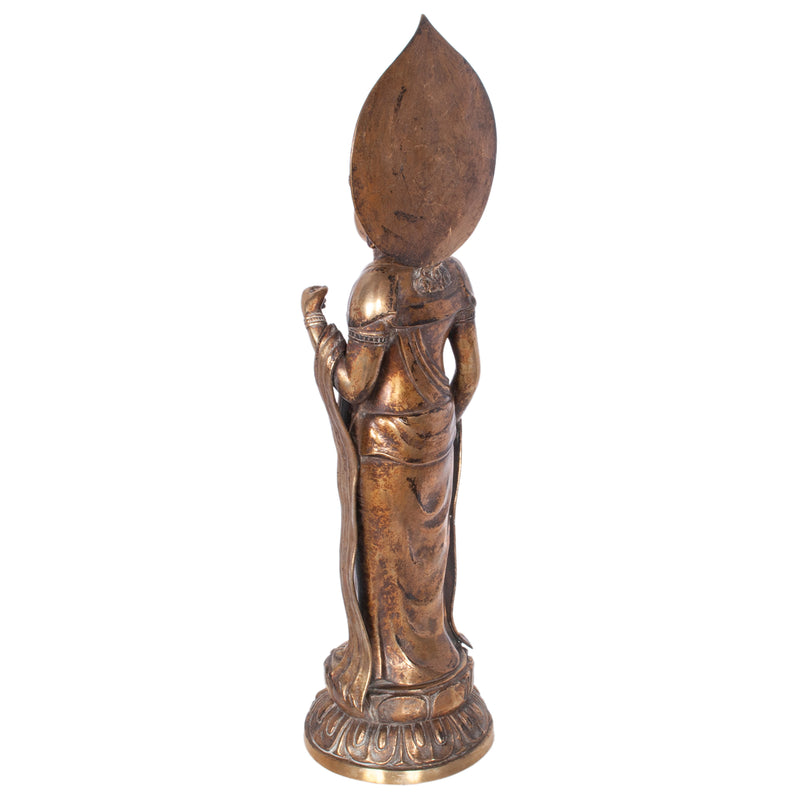 Antique 18th Century Japanese Edo Gilt Bronze Kannon Buddha Statue Figure 1750