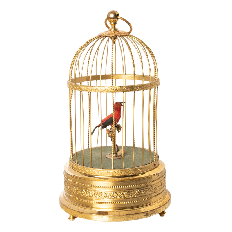 Antique German Singing Bird in a Cage Music Box Automaton by Karl Griesbaum 1930