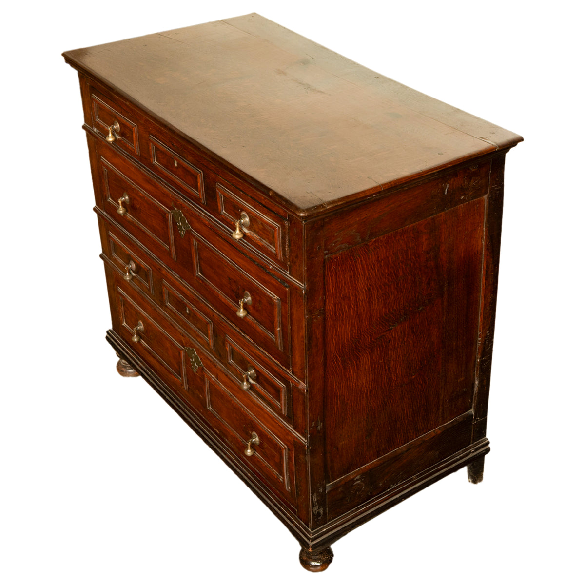 Antique English Country 17th Century Jacobean Charles II Oak Chest Drawers 1680