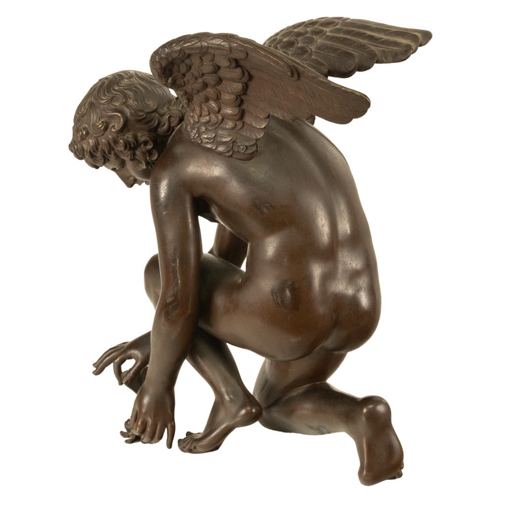 Monumental Antique French Bronze Sculpture Statue Cupid & Marble Ormolu Pedestal by Antoine-Denis Chaudet, 1870