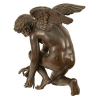 Monumental Antique French Bronze Sculpture Statue Cupid & Marble Ormolu Pedestal by Antoine-Denis Chaudet, 1870