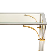 Mid Century Modern Chrome & Brass Glass Console Sofa Table by John Vesey 1960s