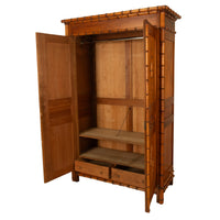 Antique 19th Century French Faux Bamboo Pine Armoire Wardrobe Cupboard 1880