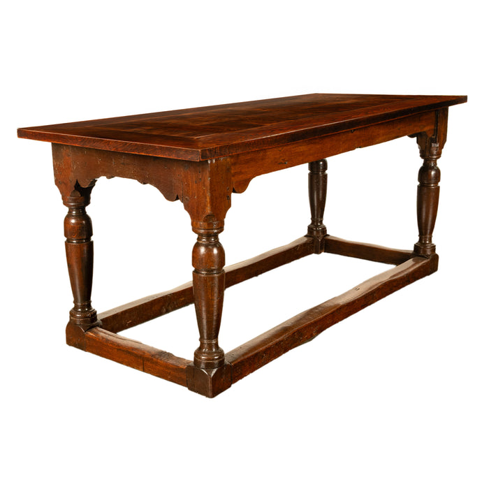 Antique 18th Century French Oak Country Parquetry Refectory Dining Table 1680