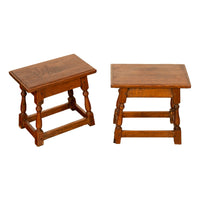 Pair Antique Jacobean style Joint Stools Oak from Thames Lock Bridge London 1850