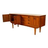 Mid Century Modern Danish Style Teak Credenza Sideboard Buffet Bar Cabinet 1960s