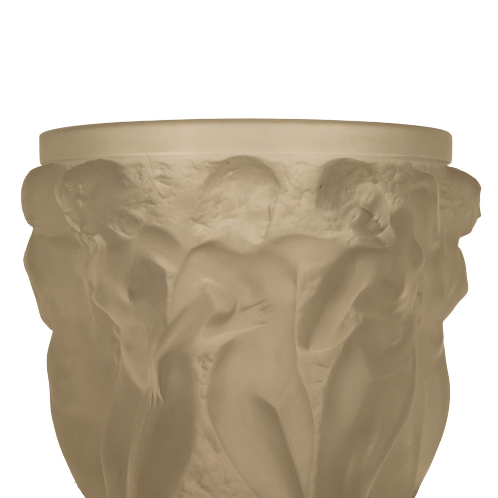 Rene Lalique Large Art Deco Opalescent Glass Crystal Vase Bacchantes Signed 1927