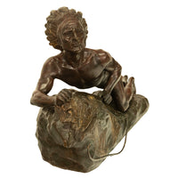 Antique French Art Deco Bronze Sculpture Native American Indian Hunter Scout by René-André Varnier, Circa 1920