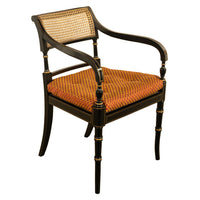 Set Eight Federal Style Japanned & Gilded Dining Arm Chairs Kittinger Furniture