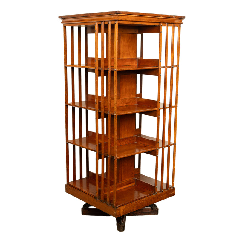 Antique American Walnut John Danner 4 Tier Revolving Bookcase Canton Ohio 1877