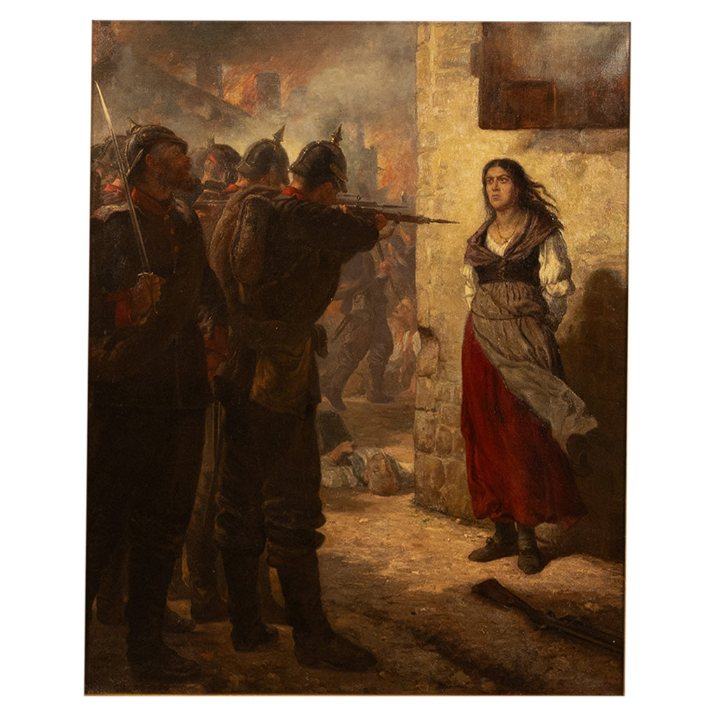 Pair French Franco-Prussian Historical Military War Propaganda Oil Paintings by Charles Louis Muller, 1870