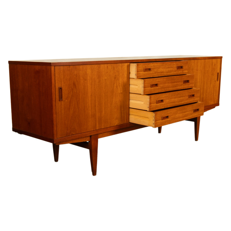 Mid Century Modern Danish Teak Logn John Credenza Sideboard by Lyby Mobler 1960s