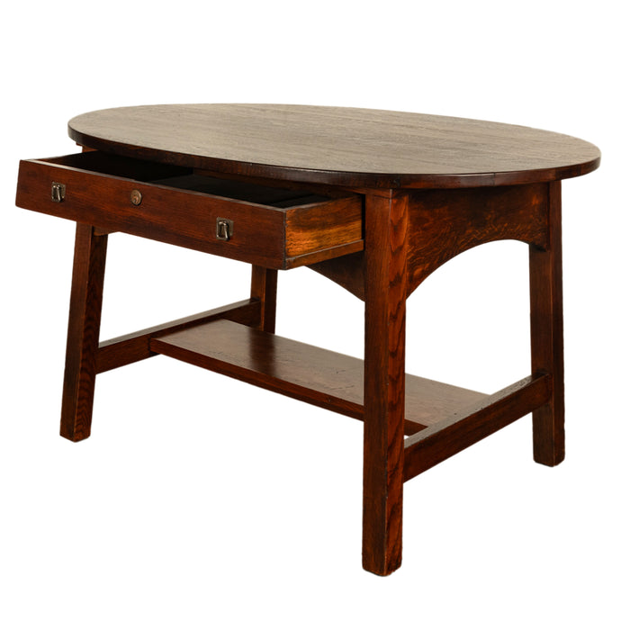 Antique American Arts & Crafts Mission Oak Library Table Desk Ritter Bros Philadelphia Circa 1910