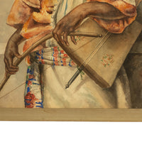 Antique 19thC Spanish Orientalist Painting North African Arab Berber Musician by Antonio Rivas, 1880