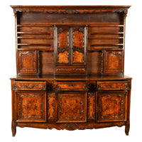 Antique French Provincial Normandy Carved Walnut Dresser Buffet Vaissilier 1790