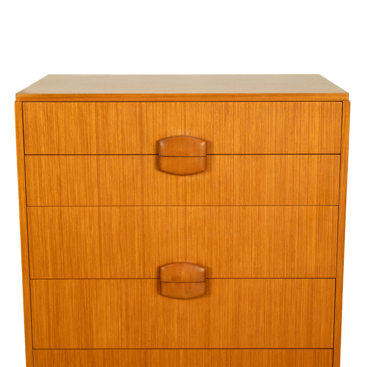 Mid Century Modern Danish Tall Boy Teak Chest of Drawers Six Drawer Dresser 1960