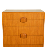 Mid Century Modern Danish Tall Boy Teak Chest of Drawers Six Drawer Dresser 1960