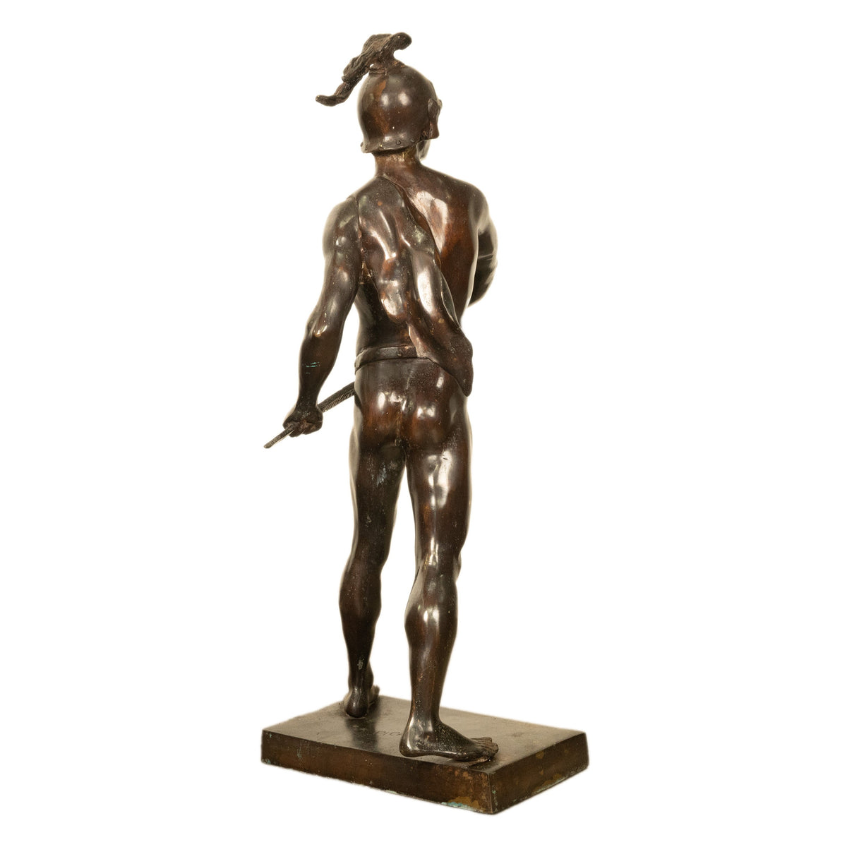 Tall Antique French Academic Realism 19th Century Bronze Roman Warrior Statue Sculpture