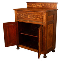 Antique 19th Century Dutch Inlaid Walnut Floral Specimen Wood Marquetry Cabinet 1860
