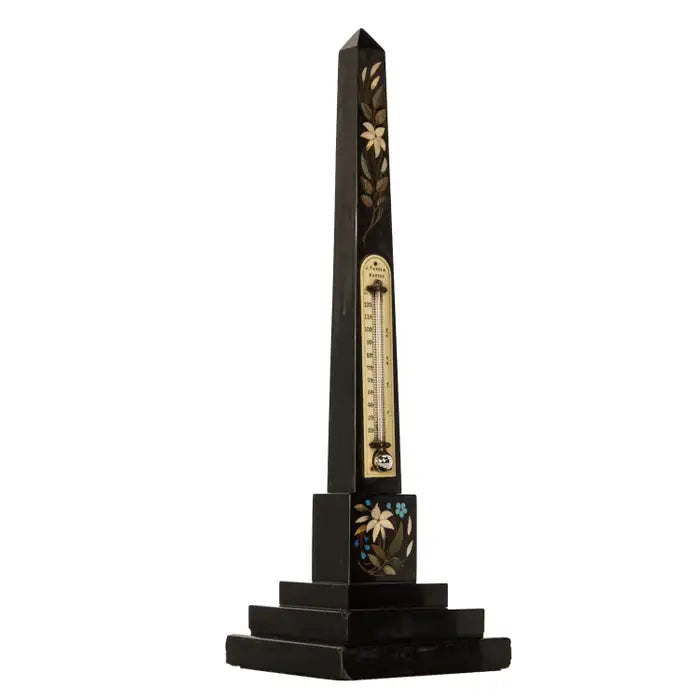 Antique Pietra Dura Marble Ashford Desk Obelisk Thermometer Buxton Derbyshire Circa 1860