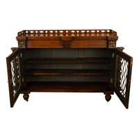 Antique Scottish Regency Rosewood Credenza Bookcase Barley Twist Columns & Brass Grilles 1835