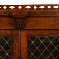 Antique Scottish Regency Rosewood Credenza Bookcase Barley Twist Columns & Brass Grilles 1835