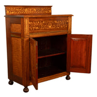 Antique 19th Century Dutch Inlaid Walnut Floral Specimen Wood Marquetry Cabinet 1860