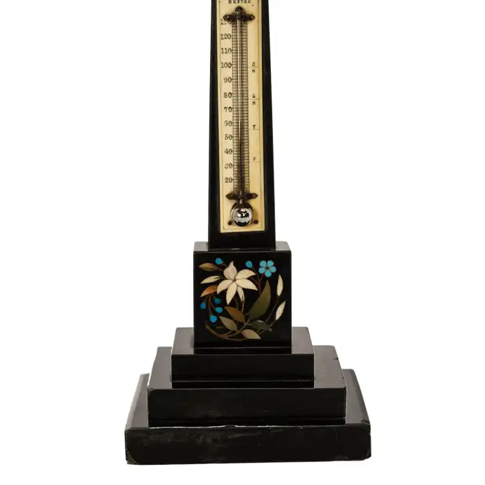 Antique Pietra Dura Marble Ashford Desk Obelisk Thermometer Buxton Derbyshire Circa 1860