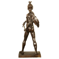 Tall Antique French Academic Realism 19th Century Bronze Roman Warrior Statue Sculpture