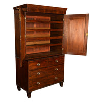 Antique 19thC Flame Mahogany Georgian Regency English Linen Press Chest 1800