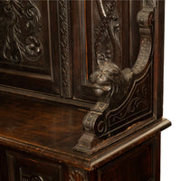 Antique 19th Century Italian Renaissance Revival Carved Hall Bench Storage Settle 1880