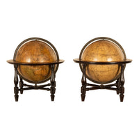 Antique Pair Georgian Terrestrial & Celestial Globes on Stands, signed  J. & W. Cary, 1802 and T. M. Bardin 1800