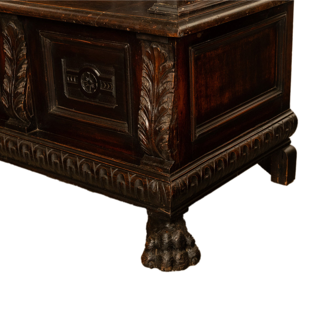 Antique 19th Century Italian Renaissance Revival Carved Hall Bench Storage Settle 1880