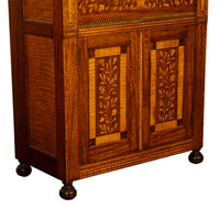 Antique 19th Century Dutch Inlaid Walnut Floral Specimen Wood Marquetry Cabinet 1860