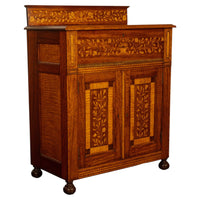 Antique 19th Century Dutch Inlaid Walnut Floral Specimen Wood Marquetry Cabinet 1860
