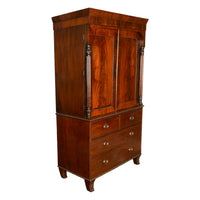 Antique 19thC Flame Mahogany Georgian Regency English Linen Press Chest 1800