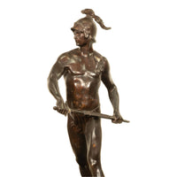 Tall Antique French Academic Realism 19th Century Bronze Roman Warrior Statue Sculpture
