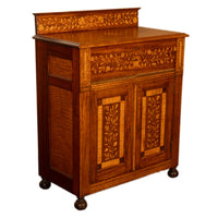Antique 19th Century Dutch Inlaid Walnut Floral Specimen Wood Marquetry Cabinet 1860