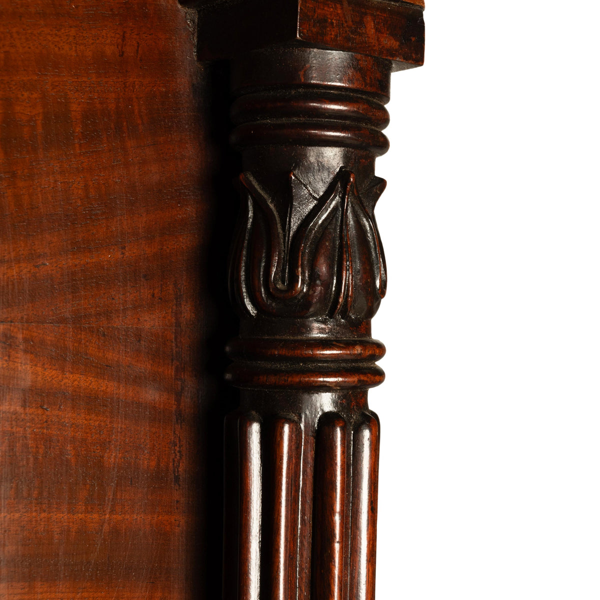 Antique 19thC Flame Mahogany Georgian Regency English Linen Press Chest 1800