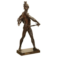 Tall Antique French Academic Realism 19th Century Bronze Roman Warrior Statue Sculpture