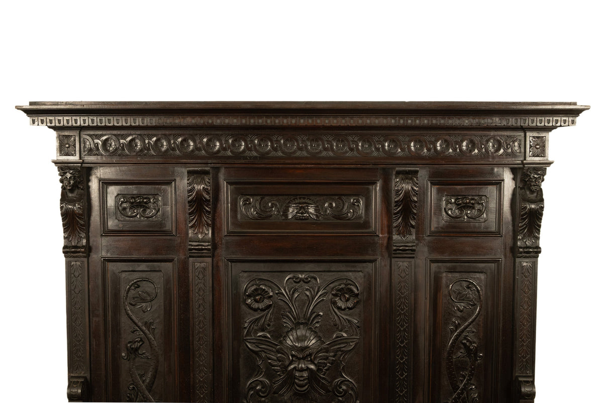 Antique 19th Century Italian Renaissance Revival Carved Hall Bench Storage Settle 1880