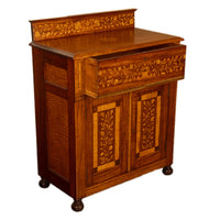 Antique 19th Century Dutch Inlaid Walnut Floral Specimen Wood Marquetry Cabinet 1860
